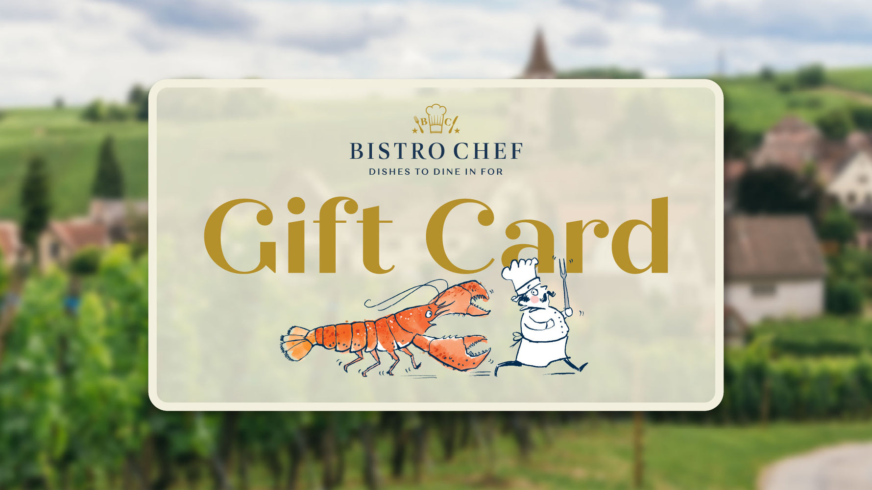 Bistro Chef gift card with a scenic background